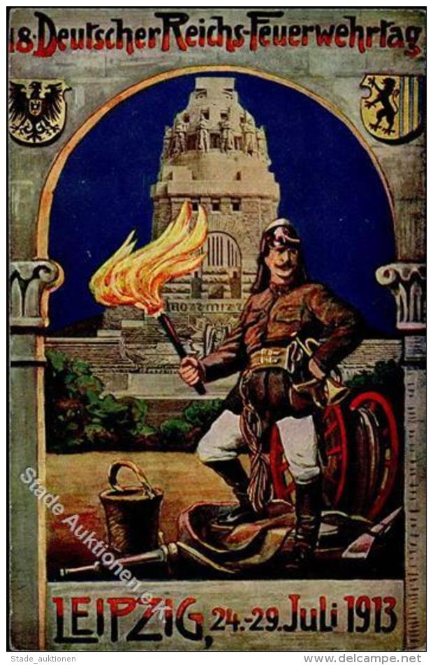 Feuerwehr Leipzig (O7000) 18. Deutscher Reichs Feuerwehrtag Völkerschlachtdenkmal 1914 I-II Pompiers - Firemen