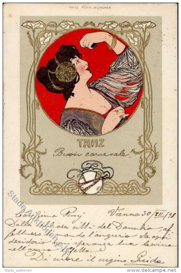 Tanz Frau Jugendstil  Prägedruck 1898 I-II Art Nouveau - Dance