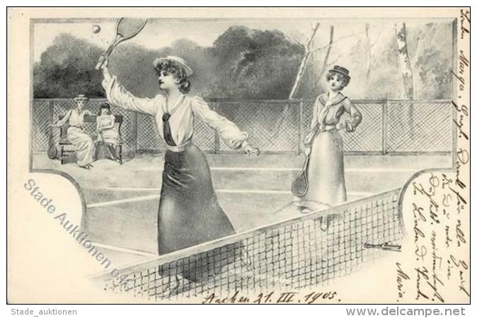 Tennis Sign. Brüning, E.  Künstlerkarte 1905 I-II - Tennis