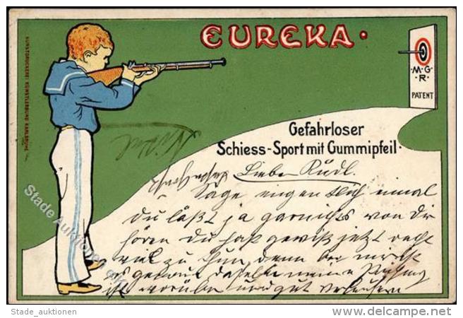 Schützen Eureka Sport Mit Gummipfeil Werbe AK 1902 I-II (fleckig) - Unclassified