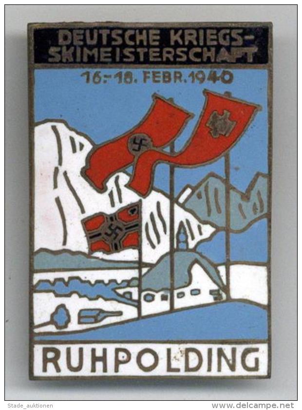 Wintersport WK II Anstecknadel Deutsche Kriegs Skimeisterschaft 1940 Ruhpolding I-II - Winter Sports