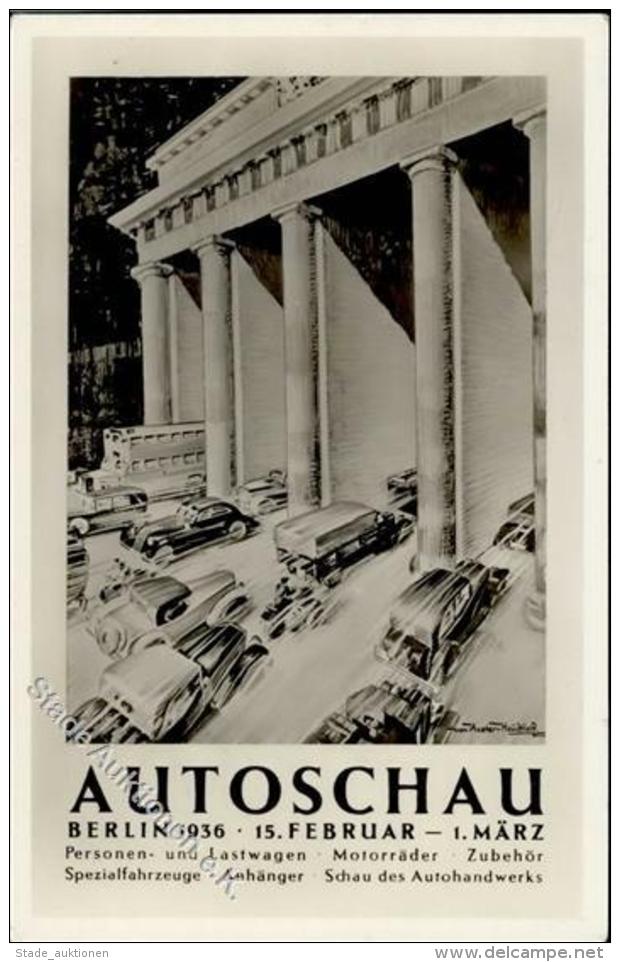 Automobilausstellung Berlin, U Sign. Heudtlaß, Axter Autoschau 1936 Künstlerkarte I-II - Unclassified