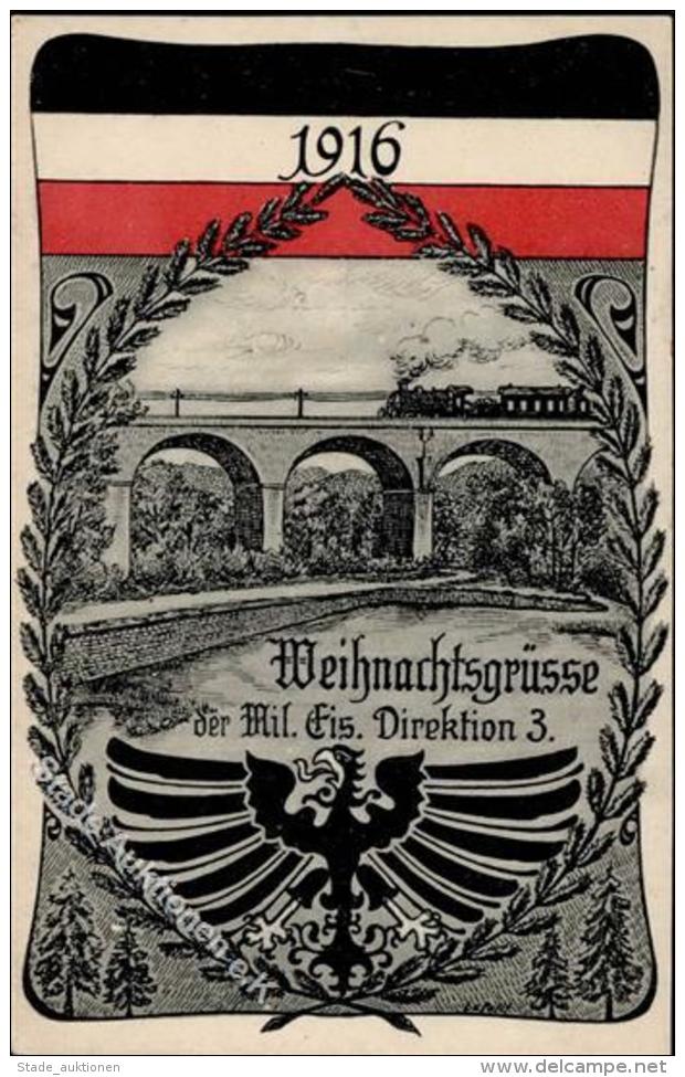 Eisenbahn Mil. Eis. Direktion 3 Schwarz Weiss Rot WK I 1916 I-II Chemin De Fer - Trains