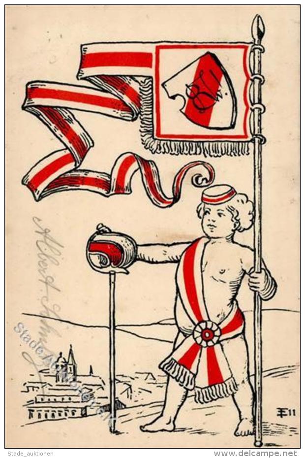 Studentika Wappen Weiß Rot Weiß 1912 I-II (fleckig) - Unclassified