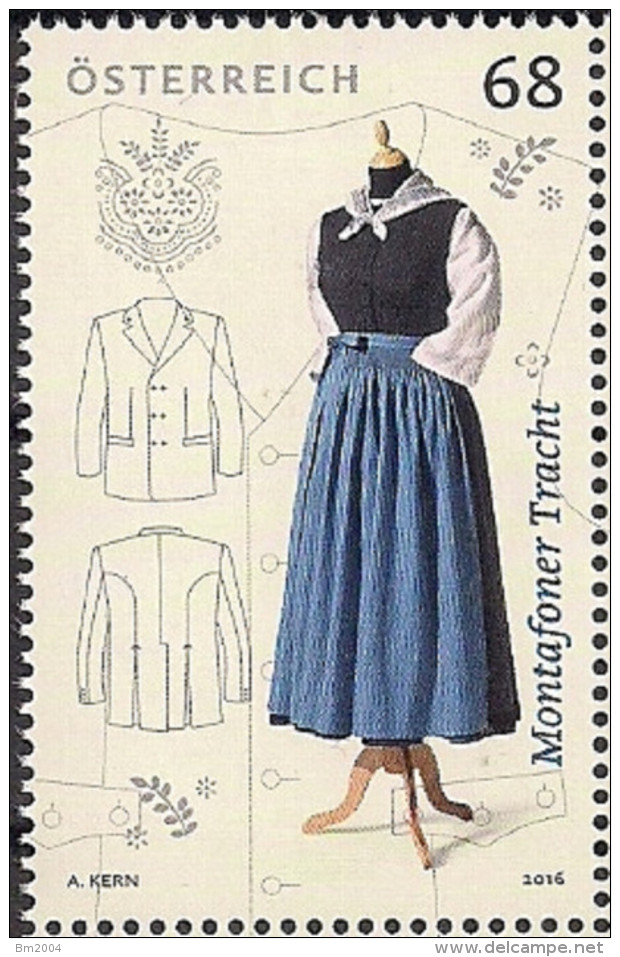 30.04.2016 Austria Mi. **MNH  Montafoner Tracht - Neufs