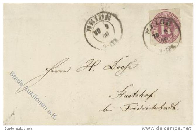 Schleswig-Holstein, Mi.Nr.22, 1865, 1 1/4 S Bräunlichlila, K2 HEIDE 29 9 66", Faltbrief, Leichte Waager. Faltung, N - Unclassified