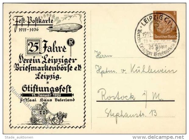 Privatganzsache 3 Pf Hindenburg Braun 25 Jahre Verein Leipziger Briefmarkenbörse I-II - Unclassified