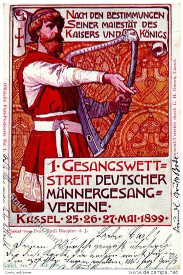 Privatganzsache 5 Pf Ziffer Grün Kassel 1. Gesangswettstrei Deutscher Männergesangvereine 1899 I-II - Unclassified