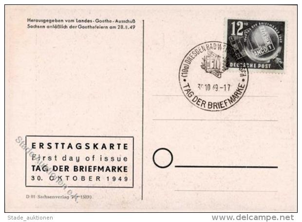 DDR, Mi.Nr.245, 1949, 12 Pf Tag Der Marke Auf Ersttagskarte (Goethejahr) I-II - Unclassified