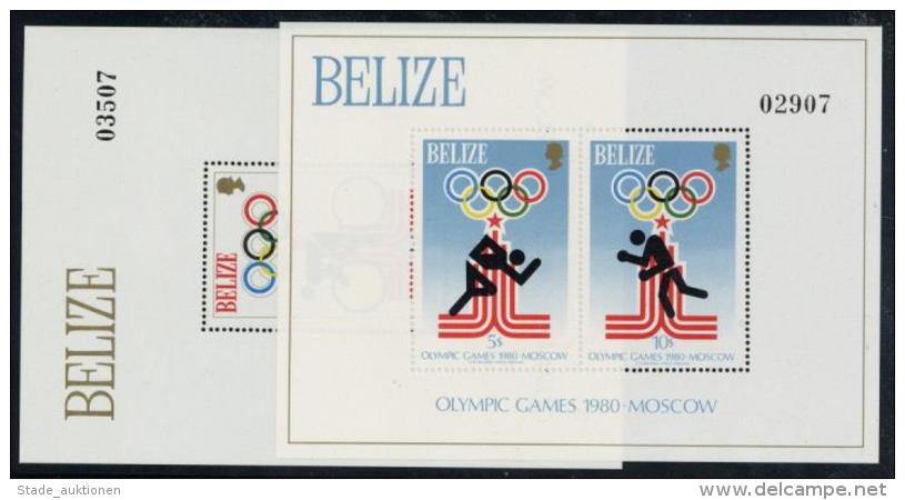 Belize, Bl.10-11, 1979, 2 ** Blocks Olympiade Moskau (Radsport, Sprint, Boxen) KW 40 Euro I- - Unclassified