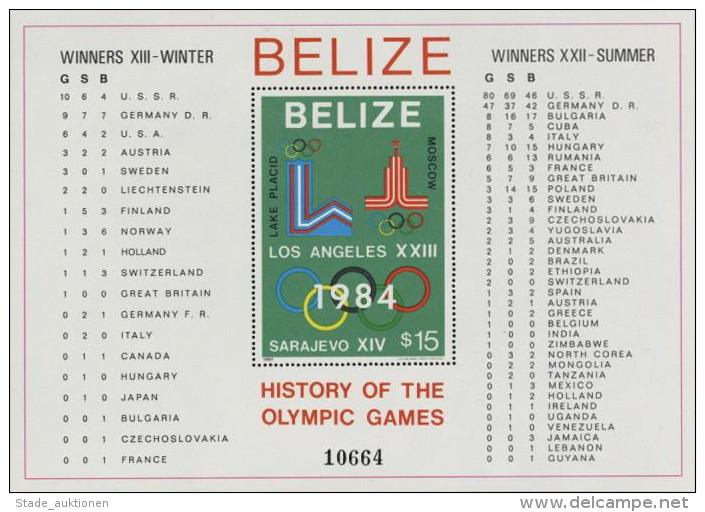 Belize, Mi.Nr.37a, 1981, 15 Do Geschichte Olympische Sommerspiele-Block ** I- - Unclassified