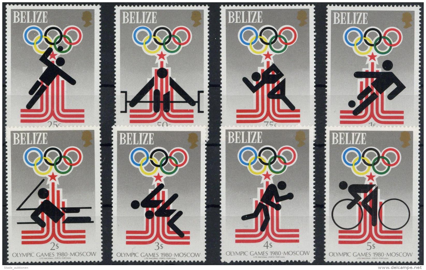 Belize, Mi.Nr.432-39 A, 1979, 25 C-5 D Sommer-Olympiade Moskau ** KW 24,- Euro I- - Unclassified