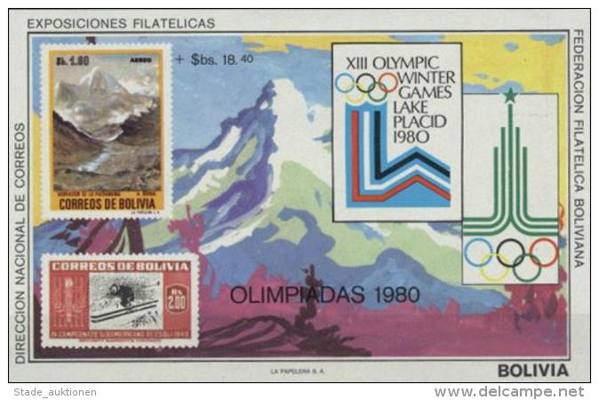 Bolivien, Mi.Nr.Bl.89, 1979, Olympiade/Skifahrer-Block, Postfrisch KW 30,- Euro I- - Bolivië