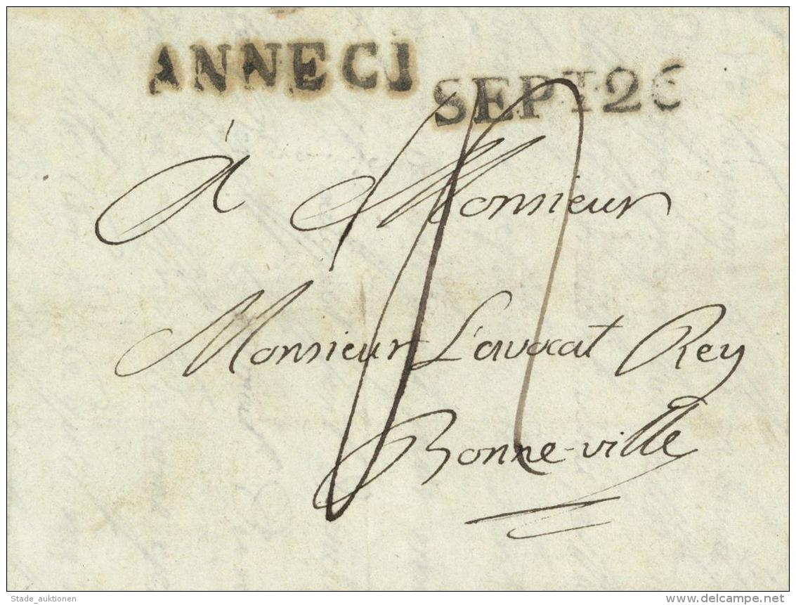 Frankreich-Vorphilatelie, ANNECI", L1 Sowie "SEPT 26", Kleines Faltbriefchen Von 1822, Hs. Taxe, Beförderungsspuren - Ohne Zuordnung