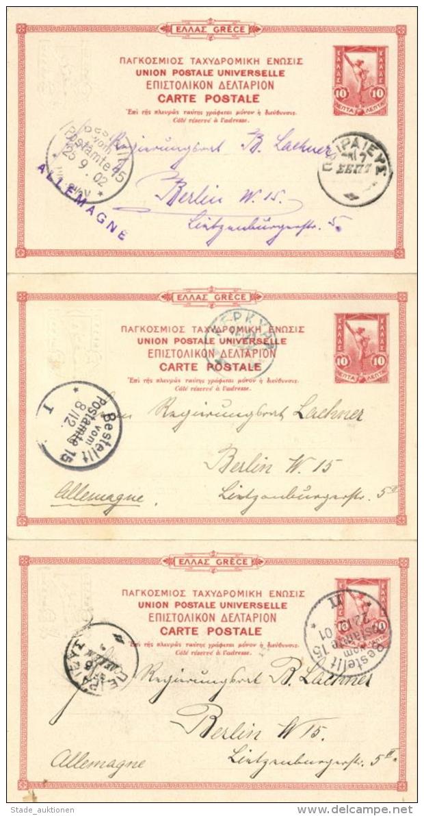 Griechenland, 1901/02, 8 Bild-Ganzsachen Hermes Zu 10 L, Nach Berlin I-II - Griechenland