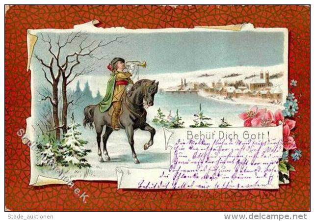 Österreich, 5 H Grün, K1 WIEN 1/1 16 2.2.00", Farbige Ak "Behüt Dich Gott! Trompeter/Säckingen), Ort - Unclassified