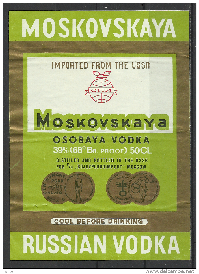 Russia-USSR,  Moscovskaya Vodka,  '70s.-'80s. - Alcohols & Spirits