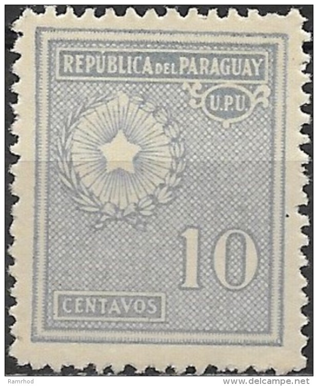 PARAGUAY 1927 Arms - 10c. - Blue  MH - Paraguay