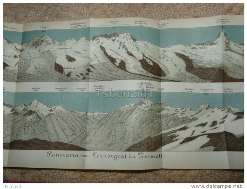Panorama Vom Gornergrat Bei Zermatt  Map Karte Suisse Switzerland Suisse 1867 - Cartes Géographiques