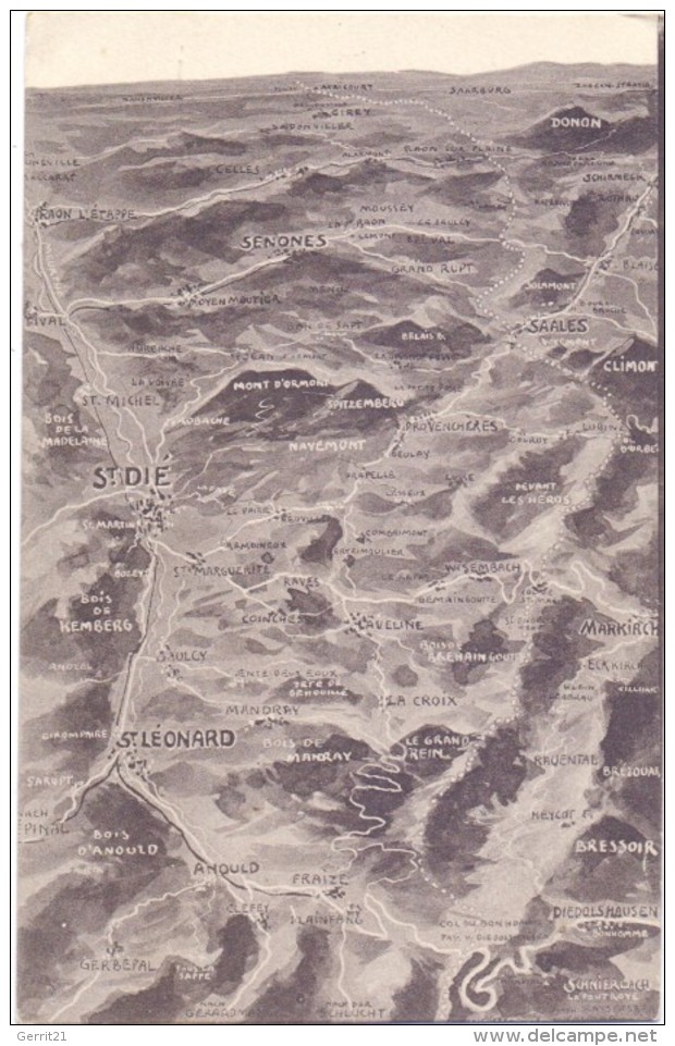 F 88100 SAINT DIE, Panorama-Karte Vogesen, 1.Weltkrieg - Saint Die