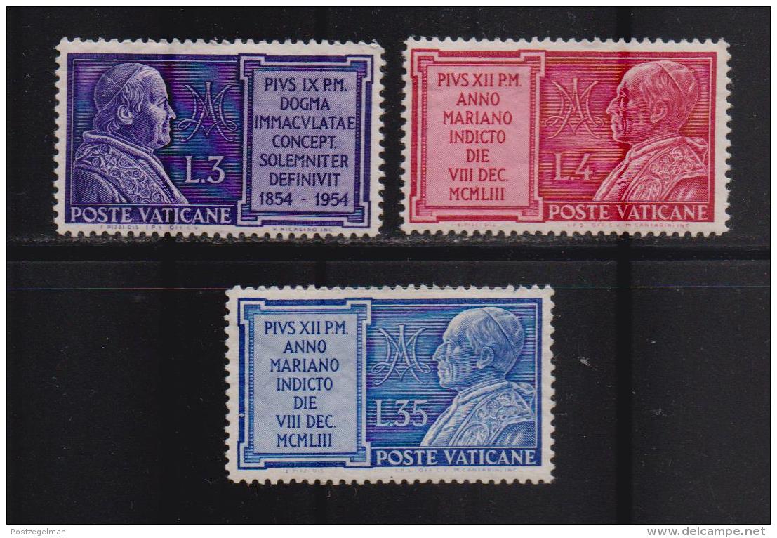 VATICAN, 1954, Mint Hinged Stamps , Pope Pius XII , 214=219, #3913 3 Values Only - Unused Stamps