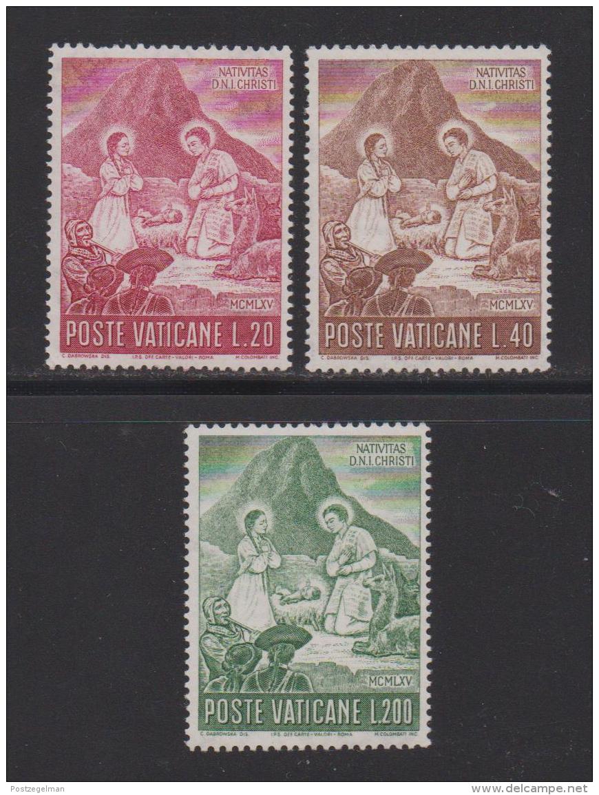 VATICAN, 1965, Mint Never Hinged Stamps , The Nativity, 487-489, #3880, - Unused Stamps