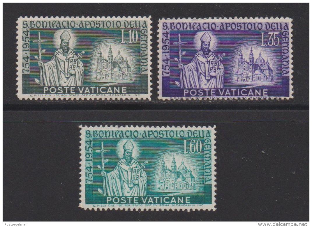 VATICAN, 1955, Mint Hinged Stamps , St. Boniface, 230-232, #3870 - Unused Stamps