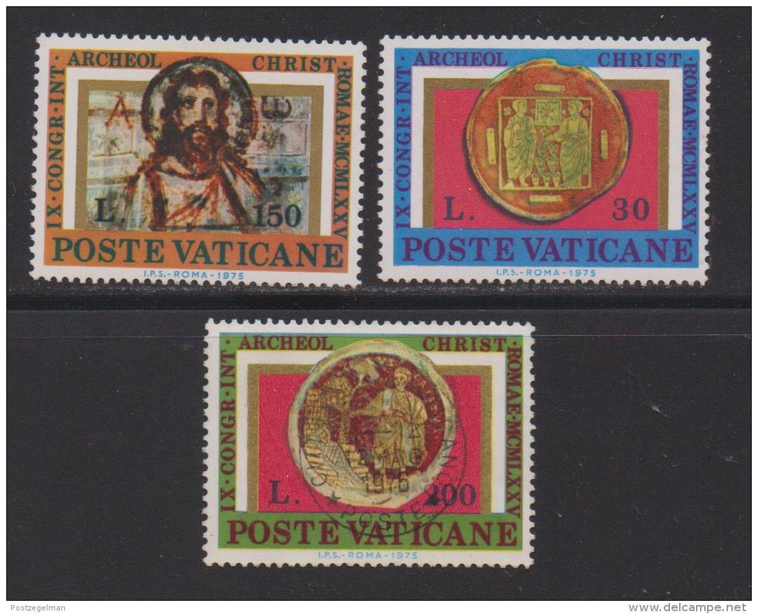 VATICAN, 1975, Mint Hinged Stamps , Miracles Of Loaves &amp; Fishes, 664-666, #3884  (no Glue) - Unused Stamps