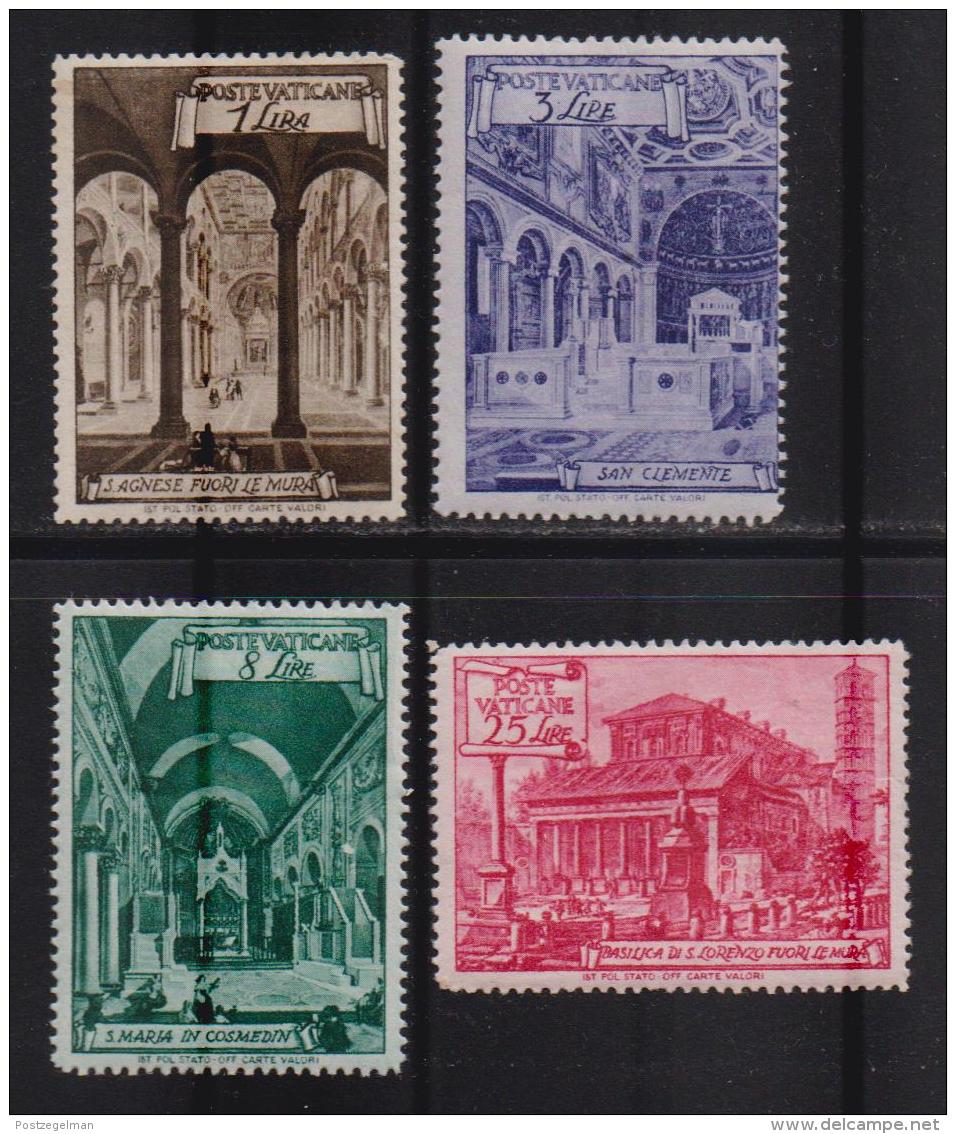 VATICAN, 1949, Mint Hinged Stamps , Basilicas , 139=145, #3908 4 Values Only - Unused Stamps