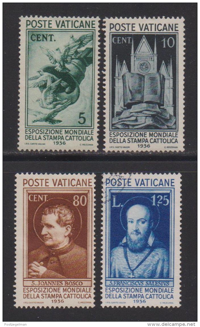 VATICAN, 1936, Mixed Stamps , Catholic Press Exhibition , 51=58, #3896 4 Values Only - Used Stamps