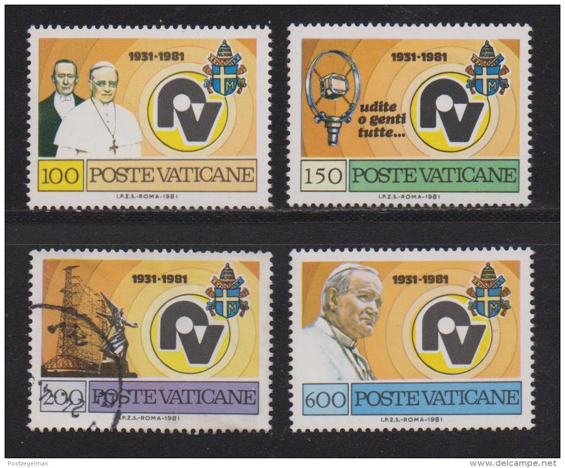 VATICAN, 1981, Mixed Stamps, Marconi Pope Pius XI, 779-782, #4344 Complete - Used Stamps