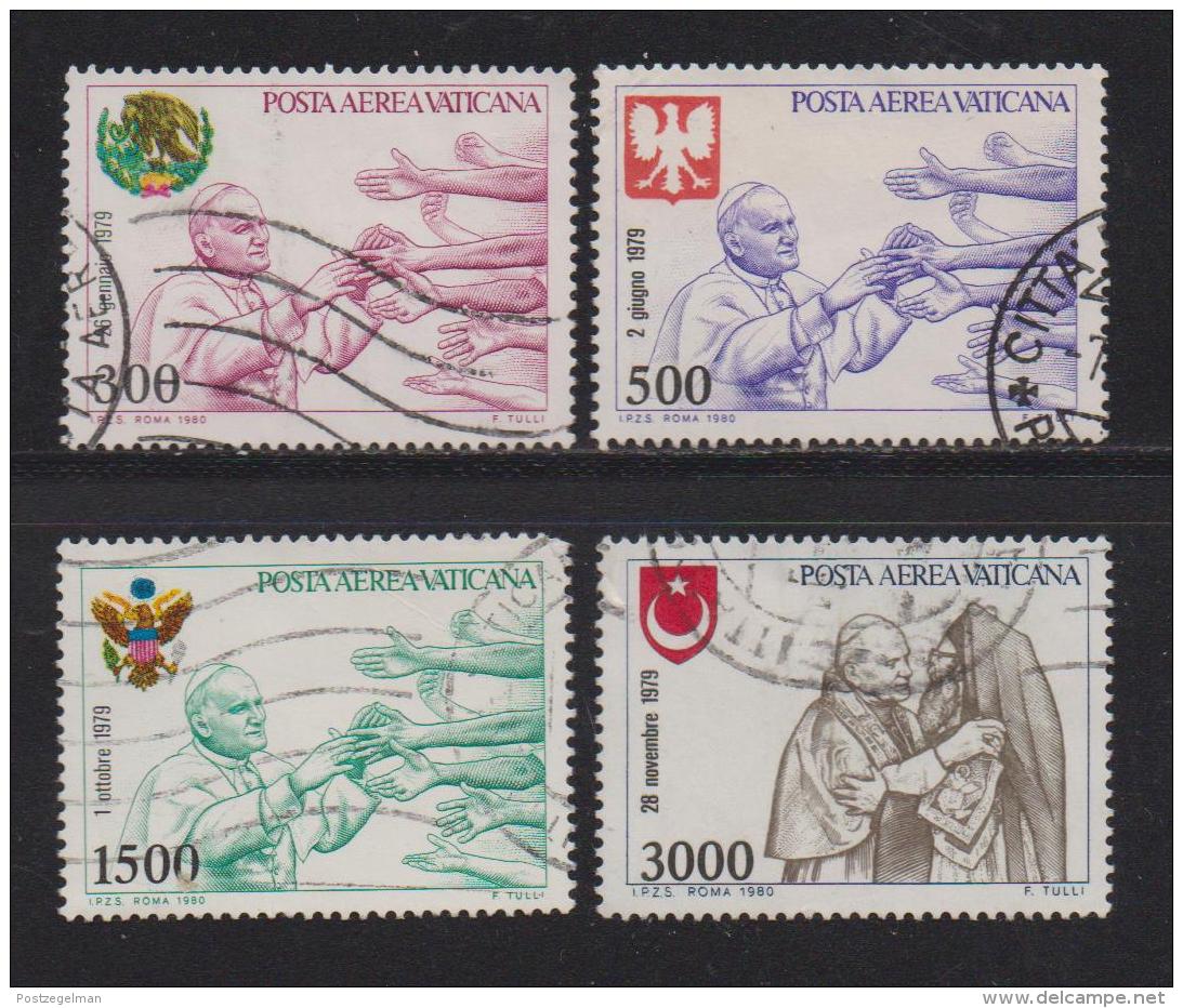 VATICAN, 1980, Used Stamps, Air, Pope John Paul II, 764=770, #4340 4 Values Only - Used Stamps