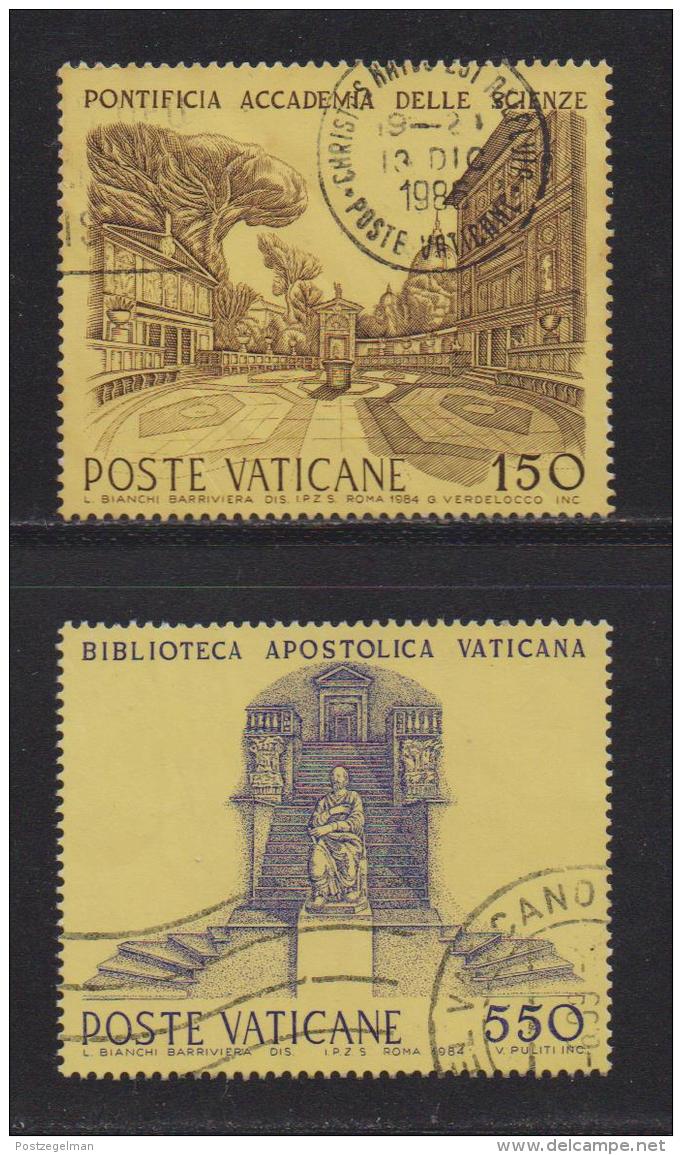 VATICAN, 1984, Used Stamps, Cultural Institutions, 848=851, #4400 2 Values Only - Usados