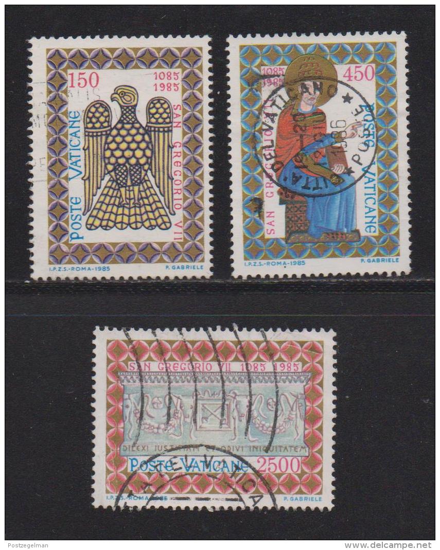 VATICAN, 1985, Used Stamps, Pope Gregory VII, 873-875, #4406 Complete - Used Stamps