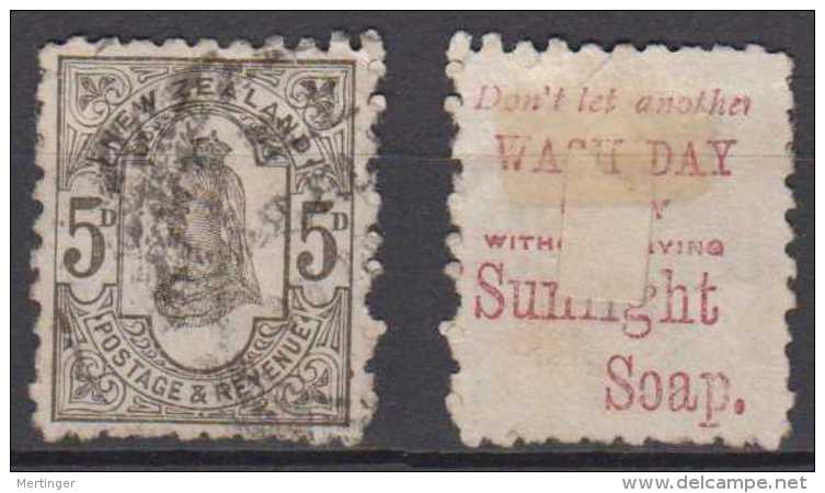 New Zealand Mi# 64 D Used 5P 1893 Victoria Perf. 10 Advertising On Back - Used Stamps