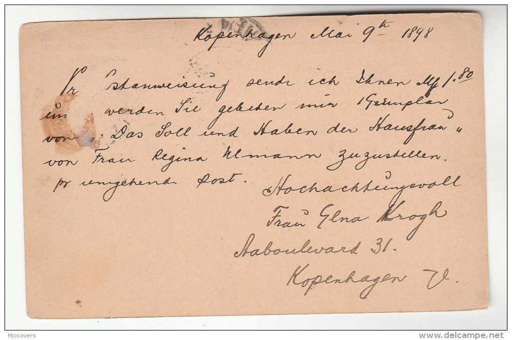 1898 Copenhagen  DENMARK POSTAL STATIONERY CARD  Wien AUSTRIA Stamps Cover - Entiers Postaux