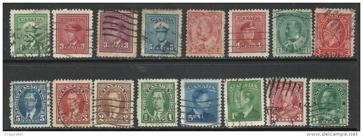 Canada Selection  16 Old King Stamps ( D213 ) - Collections