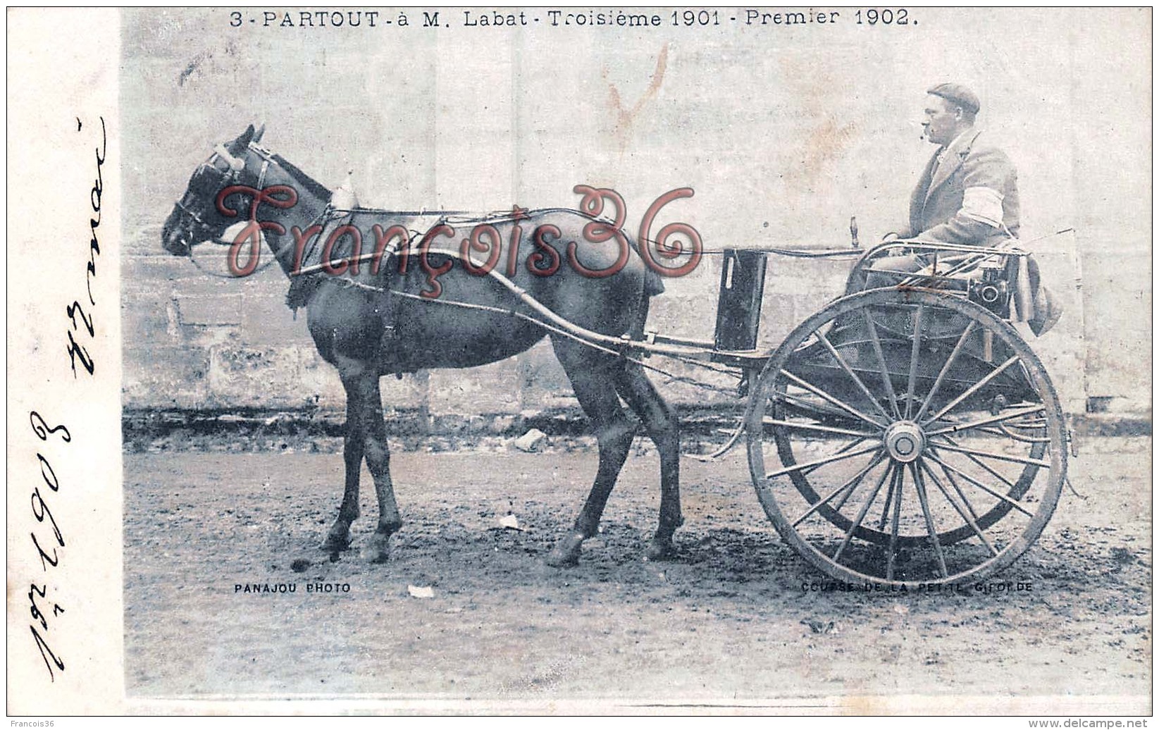 Partout à M. Labat - Calèche Attelage - Course De La Petite Gironde - Fiacre - 2 SCANS - Autres & Non Classés