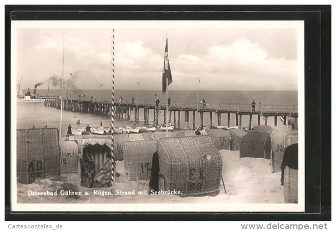 AK Göhren, Strand Mit Seebrücke - Göhren