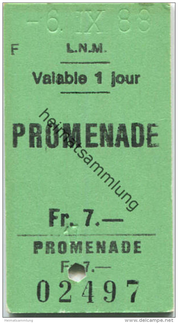 L.N.M. Promenade - Fahrkarte 1988 Fr. 7.- - Europa