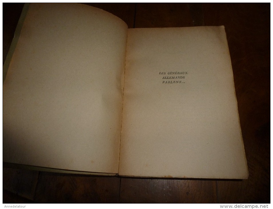 1948 LES GENERAUX ALLEMANDS PARLENT---- , Par B. H. Liddell Hart (plans Annexés En Fin Du Livre ) - Français