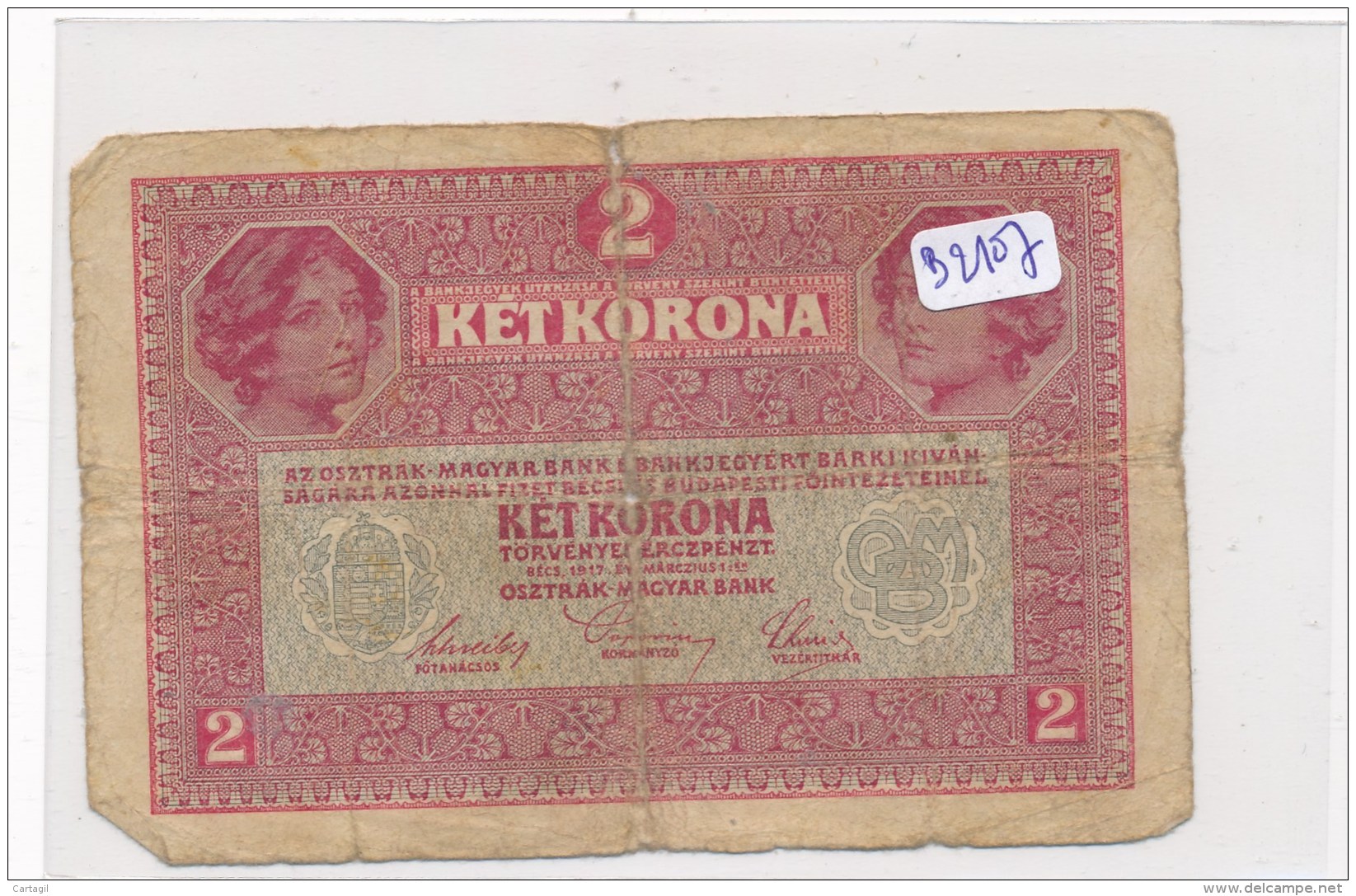 Billets - B2107 - Autriche - Hongrie - Billet 2 Ket Korona 1917  ( Type, Nature, Valeur, état... Voir Double  Scans) - Andere - Europa