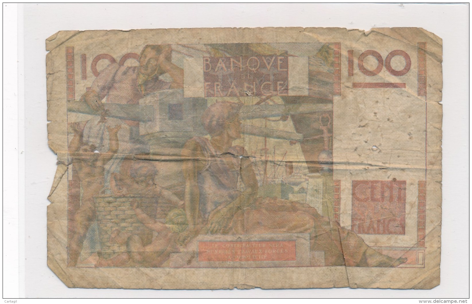 Billets - B2113 - France  - Billet 100 Francs 1952  ( Type, Nature, Valeur, état... Voir Double  Scans) - 100 F 1945-1954 ''Jeune Paysan''
