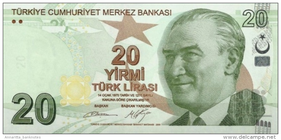 TURKEY 20 TURK LIRASI 2009 (2012) P-224b UNC SIGN. BA&#x15E;ÇI & ÇETINKAYA. PREFIX B [TR302b] - Turkey