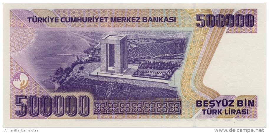 TURKEY 500000 TURK LIRASI L.1970 (1997) P-212a UNC WATERMARK: TYPE B. [TR288b] - Turquie