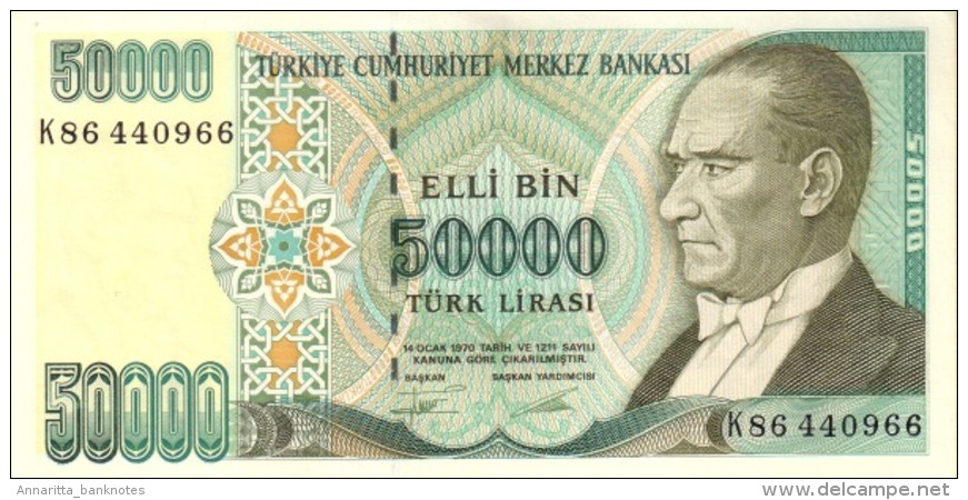 TURKEY 50000 TURK LIRASI L.1970 (1995) P-204a UNC SIGN. TÖRÜNER & ERTAN [TR282a] - Turkey