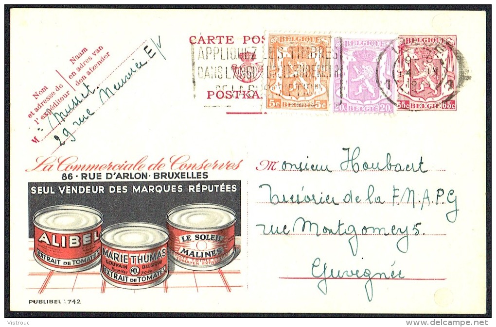 CP Public. N° 742  "La Commerciale De Conserves - Bruxelles" -  Circulé - Circulated - Gelaufen - 1951. - Publibels