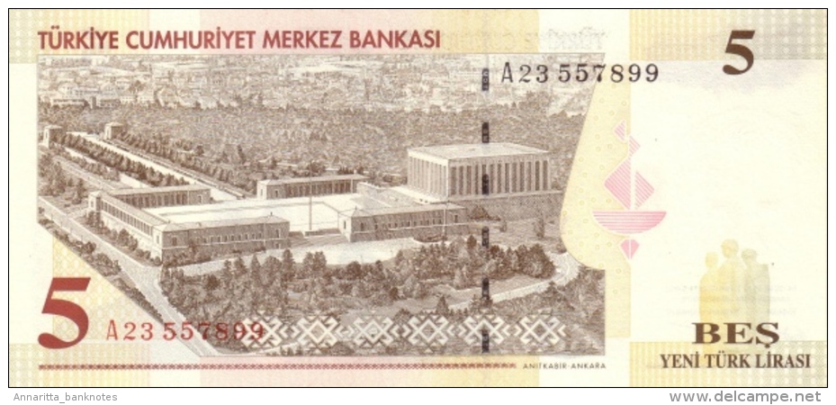 TURKEY 5 YENI TURK LIRASI L.1970 (2005) P-217a UNC WATERMARK: TYPE A. [TR295a] - Turkey