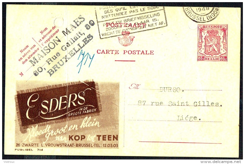 CP Public. N° 714  " ESDERS " -  Circulé - Circulated - Gelaufen - 1948. - Publibels