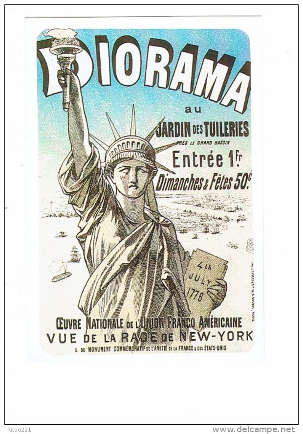 Cpsm - DIORA%A Jardin Des Tuilerie Statue De La Liberté Rade NEW YORK - Oeuvre Union Franco Américaine Billet 1878 - Sculptures